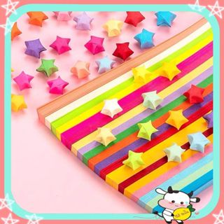  Giấy Gấp Ngôi Sao Thủ Công 90 Tờ Xếp Hoa Giấy Origami Quà Tặng Handmade Nhiều Màu Bò Sữa QT40 