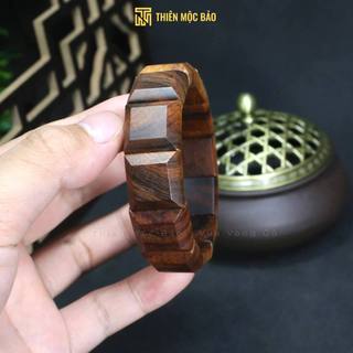 Vòng tay gỗ Bách xanh Mộc Châu bản vát cạnh chìm nước - Vòng lách vuông để mộc thơm | Thiên Mộc Bảo