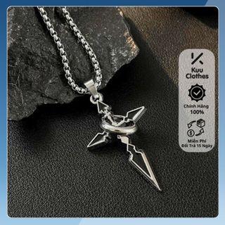 Vòng cổ nam dây chuyền hình thánh giá phong cách hiphop Kuu Clothes chất liệu titan không gỉ - Vòng Cổ Black Cross