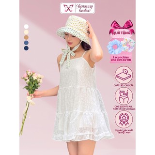 Váy babydoll 2 dây hoa nhí dáng ngắn váy denim đầm nữ dễ thương tơ ren bồng bềnh công chúa bigsize