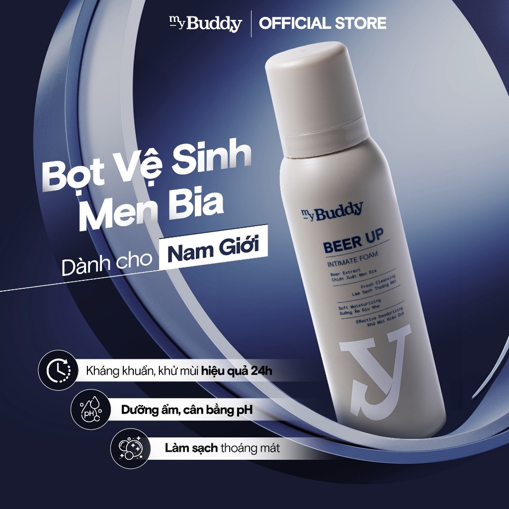 [Mua 1 Tặng 1] Bọt Vệ Sinh Nam Men Bia myBuddy Kháng Khuẩn, Khử Mùi 24h, Dung Dịch Vệ Sinh Nam Dạng Bọt myBuddy 150ml