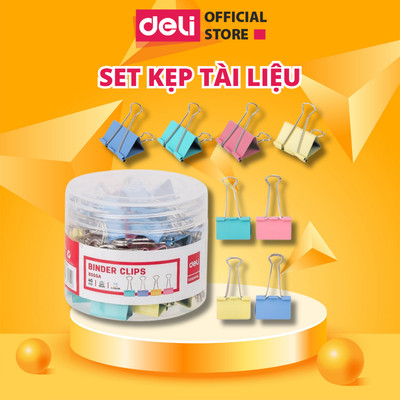Set Kẹp Tài Liệu Giấy Tờ Văn Phòng Sắc Màu DELI Kẹp Bướm Đủ Size 15mm 19mm 25mm 32mm 41mm 51mm