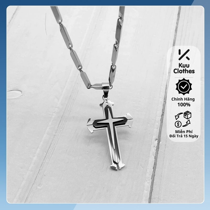 Vòng cổ nam dây chuyền hình chữ thập dây xích trơn phong cách basic Kuu Clothes titan không gỉ - Vòn