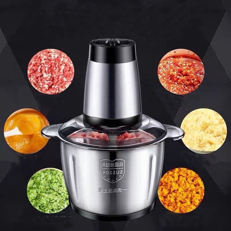 Máy xay đa năng MHome cối inox, 4 lưỡi dao xay thịt, cá, rau củ quả...