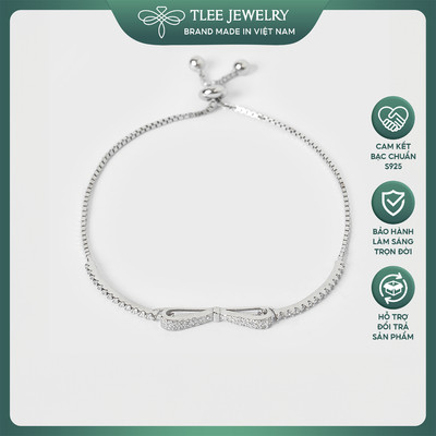 Lắc tay bạc nữ TLEE nơ đính đá dây rút cao cấp TLEE JEWELRY LT0111