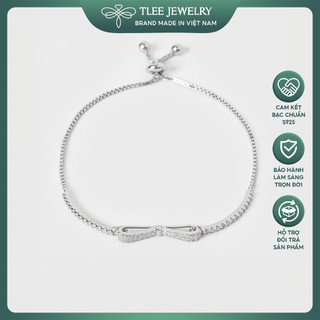 Lắc tay bạc nữ TLEE nơ đính đá dây rút cao cấp TLEE JEWELRY LT0111