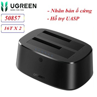 Đầu đọc ổ cứng 3.5/2.5 inch Ugreen 50857 CM198 (Dock 2 bay HDD/SSD hổ trợ 16TB USB 3.0 Sata)