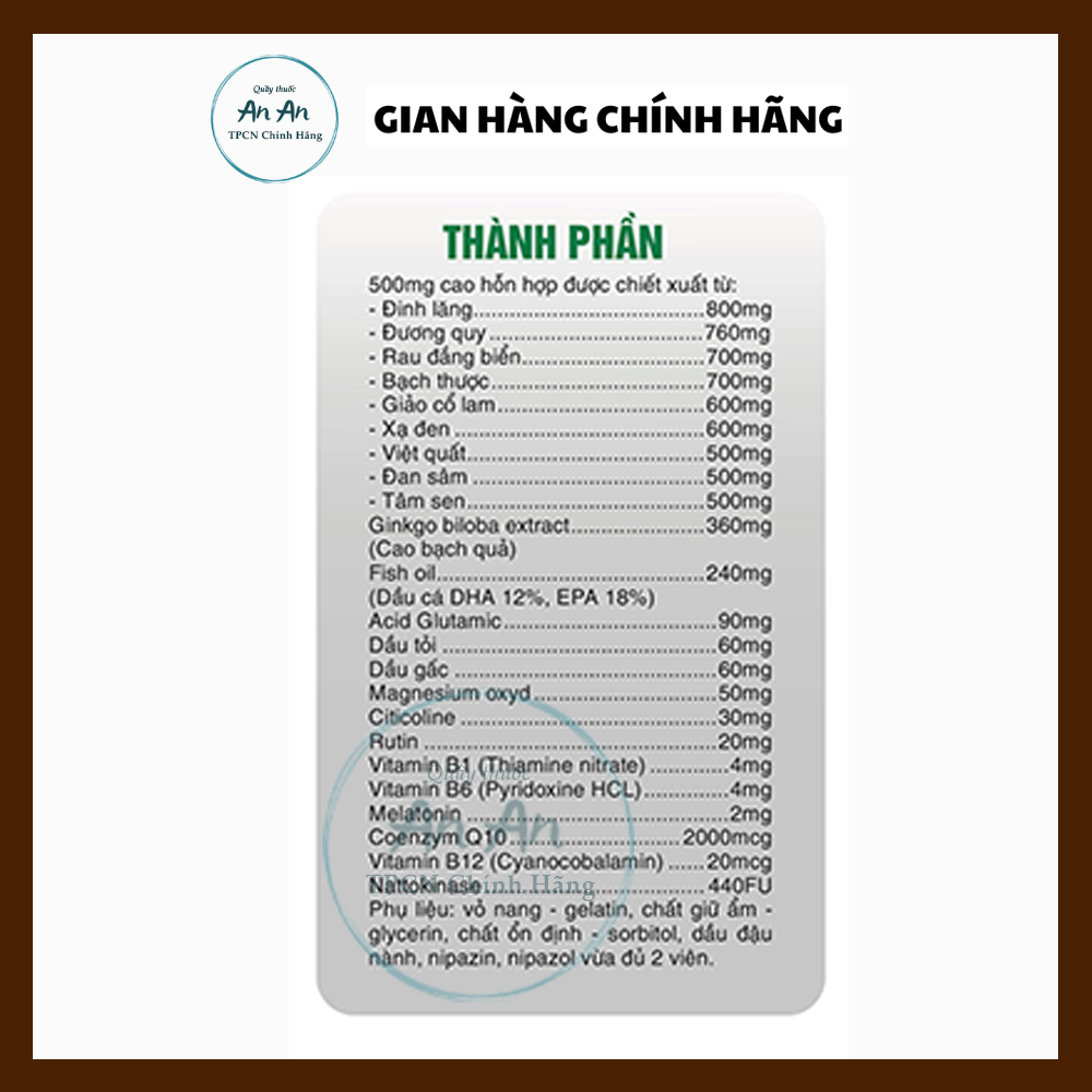 Hoạt Huyết Minh Não Khang Extra Giúp Hoạt Huyết Dưỡng Não Giúp Ngủ Ngon Giảm Rối Loạn Tiền Đình