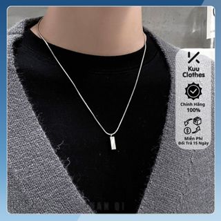 Vòng cổ nam dây chuyền nam nữ mặt hình khối chữ nhật thanh lịch màu bạc basic Kuu Clothes dễ phối đồ - Vòng cổ Brick