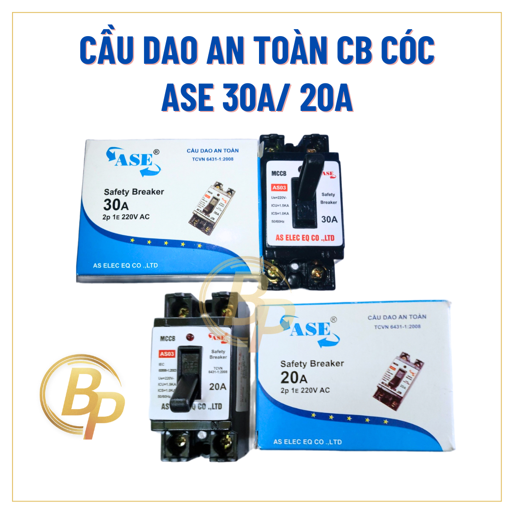 Cầu dao an toàn CB cóc ASE 20A/ 30A - Cầu dao an toàn AS03 + Hộp nổi đựng cầu dao/ Hộp đựng cầu dao