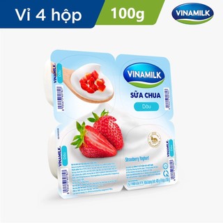 [GIAO HỎA TỐC] Lốc 4 Hộp Sữa Chua Ăn Vinamilk Vị Dâu 100g