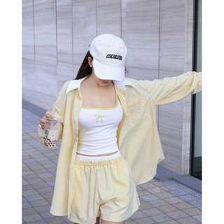 Set sơ mi kẻ sọc oversize + short 2 màu