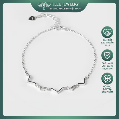 Lắc tay bạc nữ TLEE V nối đính đá cao cấp TLEE JEWELRY LT0116
