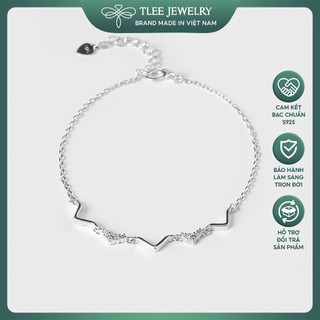 Lắc tay bạc nữ TLEE V nối đính đá cao cấp TLEE JEWELRY LT0116