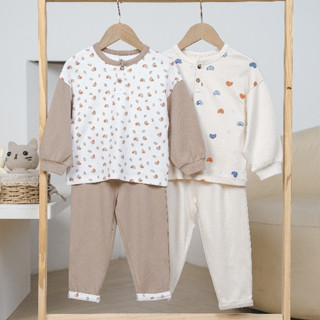 Bộ quần áo dài tay cổ trụ Gloute cho bé trai, bé gái từ 12 tháng đến 5 tuổi - BU Baby Bamco BCT110301