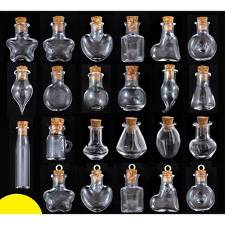 Set 5 lọ thủy tinh nút bần mini đựng điều ước, đá vụn, làm móc khóa,...
