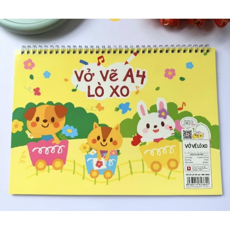 COMBO 2 quyển vở vẽ lò xo A4/dán gáy A4 giấy trắng