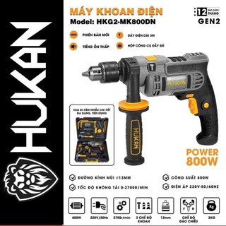 Máy khoan điện HUKAN 13mm HKG2-MK800DN, Máy khoan khoan tường, sắt, gỗ, bắt vít, Bảo hành chính hãng