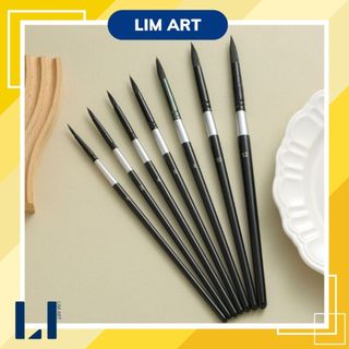 Cọ vẽ đầu tròn thiên nga đen lông sóc cán gỗ black swan brush