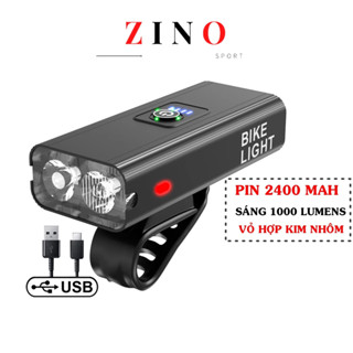 Đèn xe đạp 2 bóng LED T6, Đèn gắn xe đạp hợp kim nhôm chống nước sạc USB