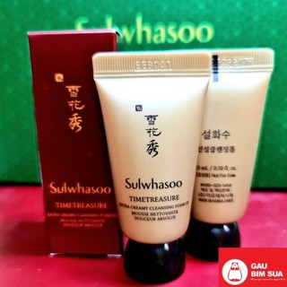 [T8.25 15ml]Sữa rửa mặt cấp ẩm, chống lão hóa thông đỏ sulwhasooo timetriasure creamy cleansing foam