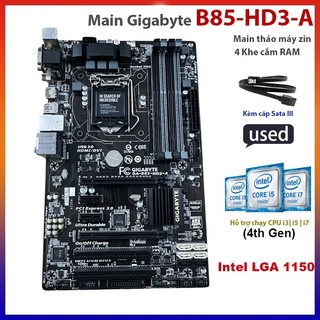 Main máy tính gigabyte b85 có 4 khe ram, socket 1150, main tháo máy hàn siêu đẹp như mới - bh lên tới 12 tháng