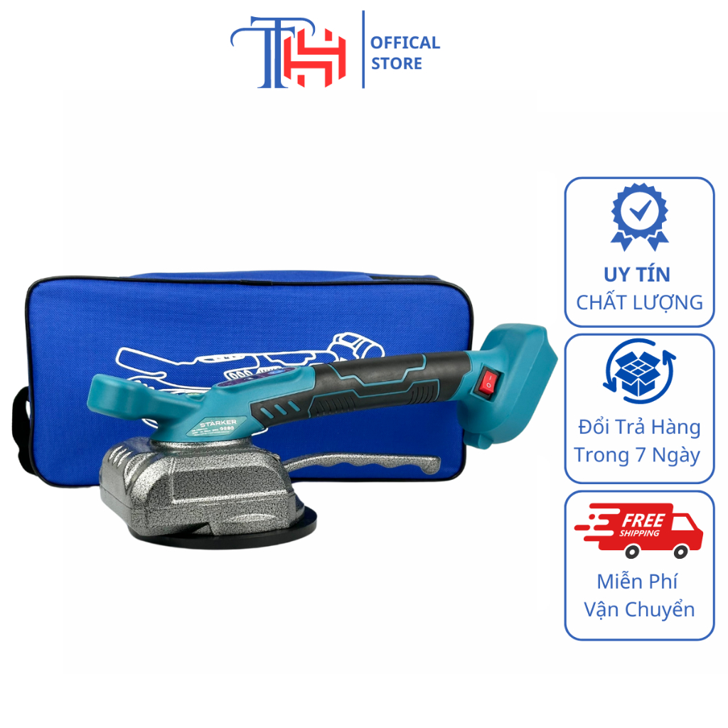 Thân máy ốp lát gạch men, máy đầm rung dùng pin Makita 18-21V chân phổ thông, nút cảm ứng, 5 cấp tốc