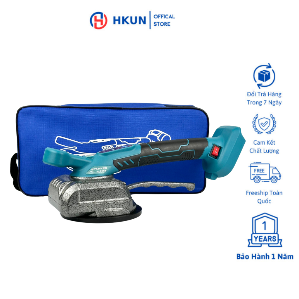 Thân máy ốp lát gạch men, máy đầm rung dùng pin Makita 18-21V chân phổ thông, nút cảm ứng, 5 cấp tốc