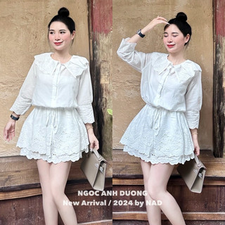 Jump thô boi trắng ren hoa cổ bèo cn • melanie boutique