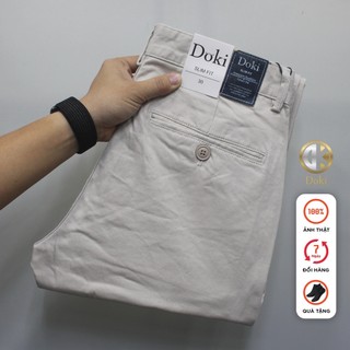 Quần Kaki Nam Cao Cấp Ghi nhạt KC-14, Quần kaki dáng ôm đứng, chất co giãn, Cambodia xuất dư - DOKI