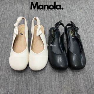 Giày búp bê mũi tròn, giày cao gót nữ cao 3p dây nơ sau điệu đà phong cách tiểu thư