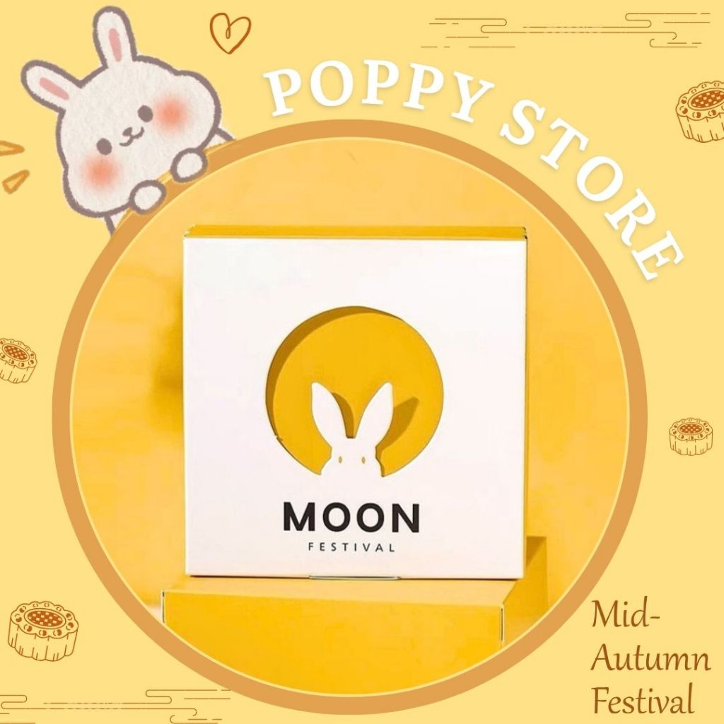 Set 5 Hộp bánh trung thu - BẠCH THỐ NGUYỆT CHIẾU, hộp đựng bánh 50gr -75gr, hộp 4 bánh - POPPY STORE