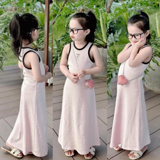 Đầm Bé Gái, Váy Body Xoè Bé Gái, Body Dài Sát Nách, Đầm Maxi Dáng Chứ A Chất Thun Tăm Mềm Mịn Từ 8-35kg