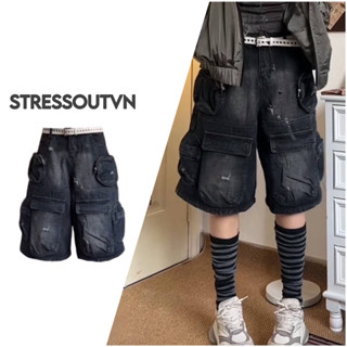 Quần Jeans Baggy Short Lửng Túi Hộp Retro Phong Cách Đường Phố From Stressoutvn