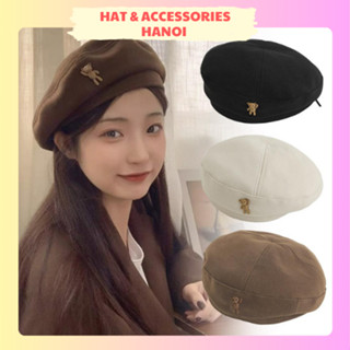  Mũ nồi nữ ❤️ Nón beret chất dạ phong cách Retro Nhật Bản Liitle Bear nhiều màu ... thời trang cao cấp 