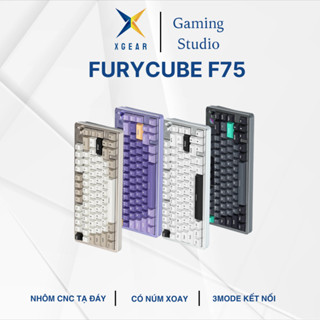 Bàn phím cơ Furycube F75 - Khung nhôm CNC núm xoay cao cấp 3 chế độ kết nối, RGB, mạch xuôi, tạ đáy