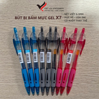 Combo 12 cây viết bút bi bấm 0.5 mực gel X7 Việt Lợi