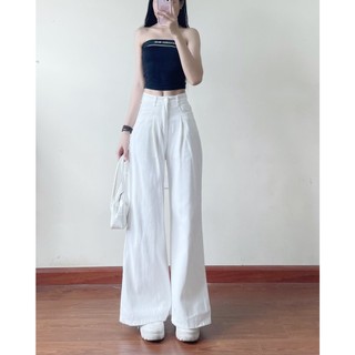 Quần jeans nữ ống suông loe màu trắng EMIX Jean7619/P13K20