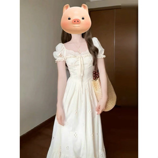 Đầm dự tiệc, dạo phố phong cách tiểu thư thanh lịch, chất vải xô hoa dáng dài tay bồng cổ vuông siêu xinh - JOSI dress