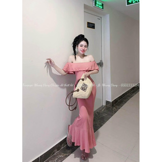 Váy body trễ vai đuôi cá dáng dài chất tăm lạnh