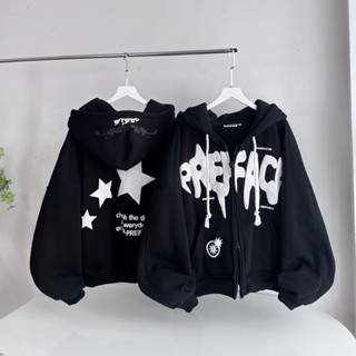 Hoodie Zip form Boxy in họa tiết nổi STAR NGÔI SAO độc lạ khóa zip chiều có túi trong tiện lợi chất nỉ bông dày dặn