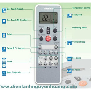 Remote máy lạnh Toshiba Dài màu ghi- hàng mới 100% -dùng được cho máy 1 và 2 chiều- bảo hành đổi mới