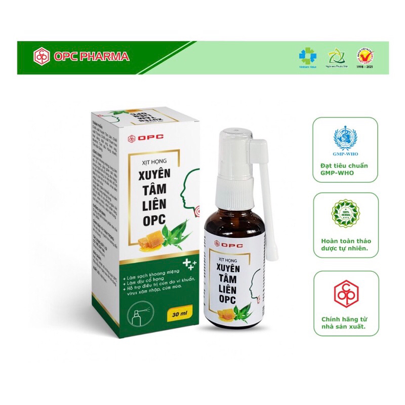 LỌ THUỶ TINH 30ML XỊT HỌNG XUYÊN TÂM LIÊN OPC