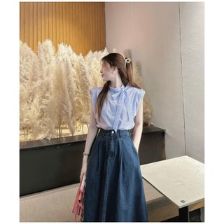 Chân váy nữ dáng xòe xinh xắn chất liệu jean - chân váy jean nữ