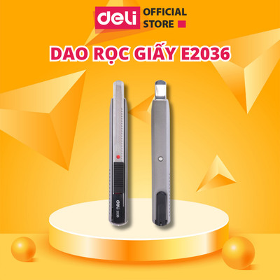 Dao Rọc Giấy Deli Tiện Dụng Lưỡi SK5 Sắc Bén Vỏ Bọc Kim Loại Chắc Chắn An Toàn Phù Hợp Cắt Giấy