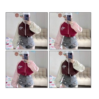 Áo khoác gió nữ croptop 2 lớp form rộng freesize dưới 60kg cá tính
