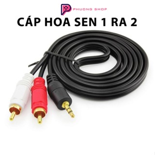 Dây Cáp Hoa Sen Jack 3.5 Ra 2 Đầu AV dài 1.5M, 3M, 5M, 10M - Dây cáp loa 1 ra 2 từ đầu 3.5mm to AV 2 RCA  Audio bông sen