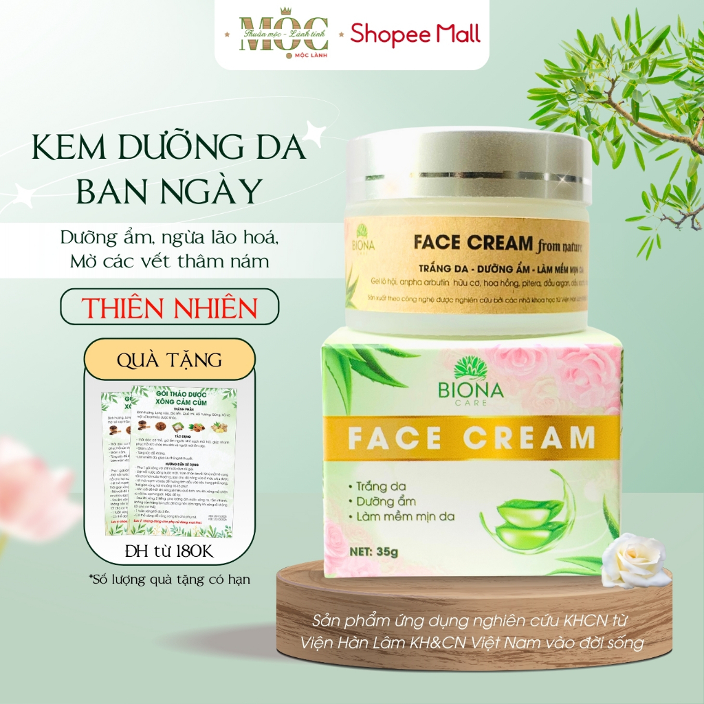 Kem dưỡng dưỡng da ban ngày Biona chính hãng dưỡng ẩm sâu mờ thâm nám trắng mịn da an toàn hộp 35g