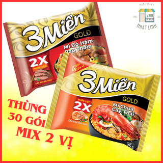  Mì 3 Miền Thùng 30 Gói   Thùng Mix 2 Vị Tôm Chua Cay Bò Hầm  2X Nước Cốt Gói Mới 