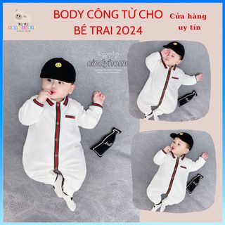 Body dài tay chân thiết kế cổ Đức cho bé trai 3-14kg hàng cao cấp xịn xò xuất Hàn đủ 3 màu